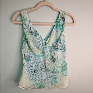 EUC! Nine & Company V-Neck Floral Question - Blue & Green - 10P